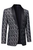 Black Shawl Lapel Print Menns Blazer