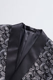 Black Shawl Lapel Print Menns Blazer