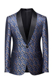 Navy Print Menns Formal Blazer