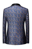 Navy Print Menns Formal Blazer