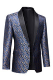 Navy Print Menns Formal Blazer