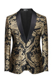 Svart gylden broderi blazer for menn