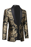 Svart gylden broderi blazer for menn