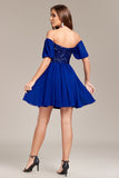 Sparkly Royal Blue Sequins Kort Homecoming kjole