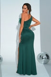 Mermaid Green One Shoulder Long Prom Dress med Slit