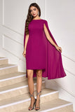 Grape Bodycon Midi Cocktail Party Kjole Med Cape Ermer