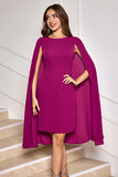 Grape Bodycon Midi Cocktail Party Kjole Med Cape Ermer