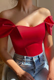 Svart off-shoulder sateng korsett bustier topp