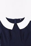 Navy Rund Hals A Line Vintage 1950-talls Kjole