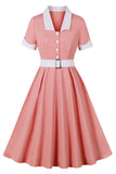 Blush jakkeslag hals A Line Vintage 1950-tallet kjole