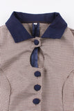 Navy Houndstooth belte lange ermer 1950-tallet kjole