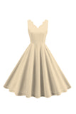 Blush A Line V-hals Plissert Kort Vintage 1950-tallet Kjole