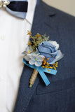 Aprikos Prom Wrist Corsage og menns Boutonniere til bryllup