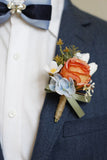 Aprikos Prom Wrist Corsage og menns Boutonniere til bryllup