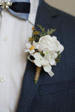 Aprikos Prom Wrist Corsage og menns Boutonniere til bryllup