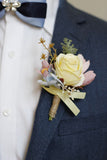 Aprikos Prom Wrist Corsage og menns Boutonniere til bryllup