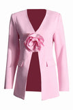 Elegant rosa 3D Flower Women's Blazer