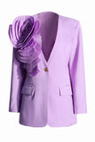 Lilla Blomst V Hals Single Button Women's Blazer