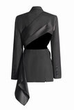 Black Peak Lapel Cut-out Kvinner Blazer