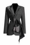 Black Peak Lapel Cut-out Kvinner Blazer