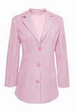 Glitter Pink Hakket Lapel Women Blazer