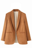 Casual Camel Sjal Jakkeslag Åpen Front Kvinner Blazer