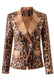 Leopard Print Peak jakkeslag Langermet Dame Blazer