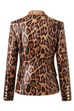 Leopard Print Peak jakkeslag Langermet Dame Blazer