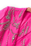 Glitrende Fuchsia Sjal Jakkeslag Kvinner Blazer