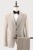 Ivory Peak Lapel Pinstripe Enkeltspent 3-delt Menns Balldresser