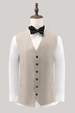 Ivory Peak Lapel Pinstripe Enkeltspent 3-delt Menns Balldresser