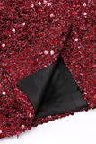 Glitrende Burgundy Bodycon Maxi blazer til dame