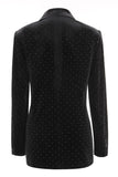 Black Polk Dots One Button 2 Piece Kvinner Dress