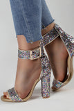 Glitter Golden Open Toe Buckle Party Sko