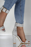 Glitter Golden Open Toe Buckle Party Sko