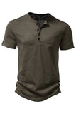 Khaki Regular Fit Crewneck Poloskjorte for menn med knapp