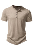 Khaki Regular Fit Crewneck Poloskjorte for menn med knapp