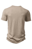 Khaki Regular Fit Crewneck Poloskjorte for menn med knapp