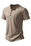 Khaki Regular Fit Crewneck Poloskjorte for menn med knapp