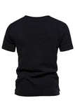 Svart bomull Crewneck korte ermer Menns Polo Short