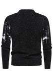 Menns svart Slim-fit Crew Neck Jul Hjort Print Genser