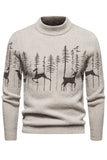 Menns svart Slim-fit Crew Neck Jul Hjort Print Genser