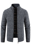 Menns Burgunder Stand Collar Fortykket Cardigan Genser