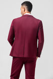 Burgundy 3 Pieces Peak Lapel Balldresser for menn