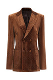 Coffee Dots Velvet Peak jakkeslag dobbeltspent blazer