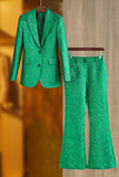 Green Peak Lapel Jacquard dresser for kvinner