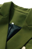 Army Green Peak Lapel Midi blazer for kvinner