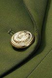 Army Green Peak Lapel Midi blazer for kvinner