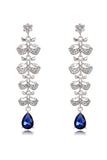 Royal Blue Leaf Tassel Water Drop Lange øredobber