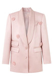 Blush Sjal Jakkeslag Kvinner Blazer med 3D Blomster